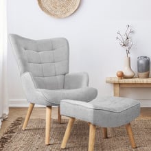 Afton Rubberwood Armchair with Ottoman
